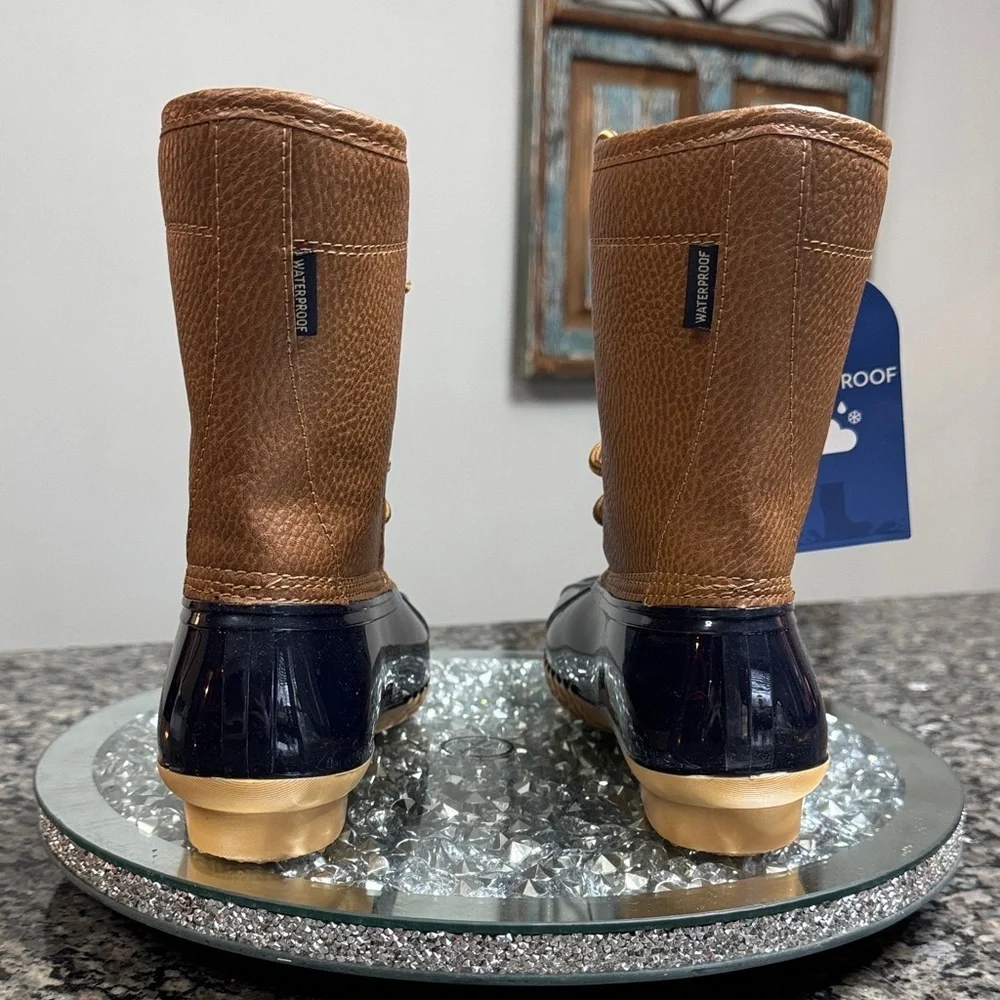 JBU Women's Brown and Navy rain duck Boots NWT 6.5 / 7